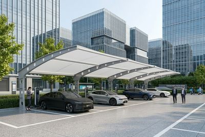 景观张拉膜汽车停车棚 - 外观全景 缩略图